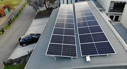 Row Of Solar Panels On Residential House